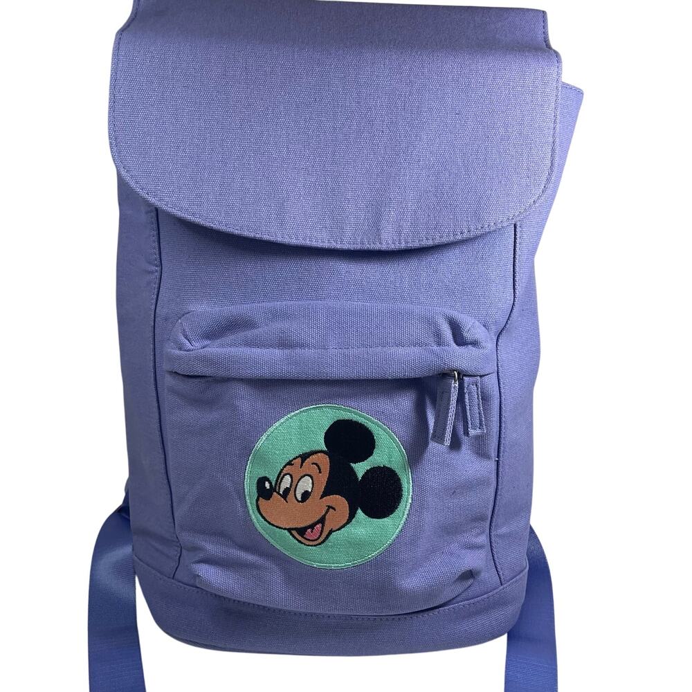 Disney Parks Mickey Mouse Cartoon Pals Purple Canvas Backpack Embroidered